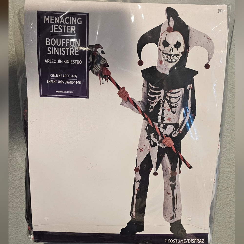 Menacing Jester Kids Costume (Size Child X-Large 14-16)